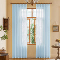 Light Blue Sheer Pleated Curtains 84 Inch Length by MAIHER