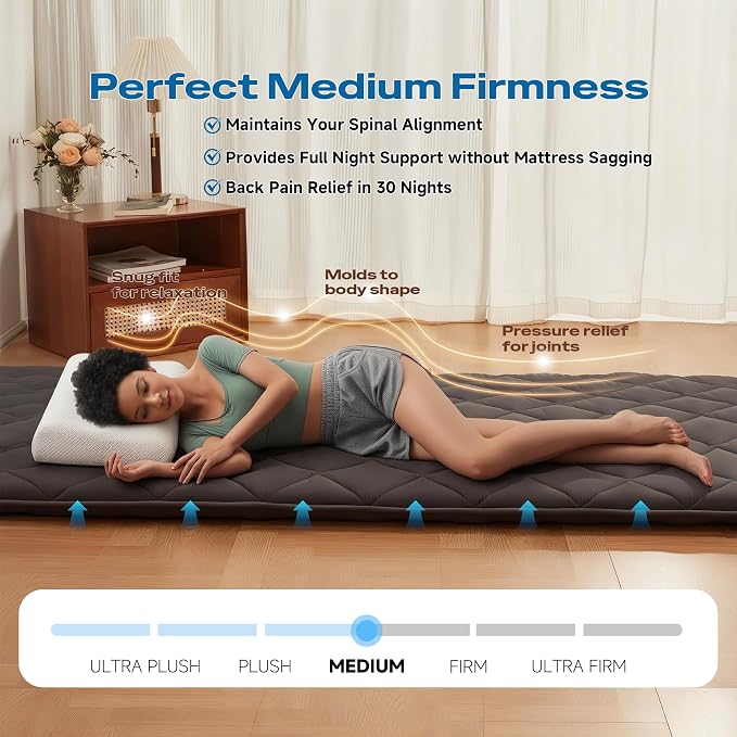 Aircliff Japanese Floor Futon Mattress, Roll Up Tatami Mat, Sleeping Pad - Image 4