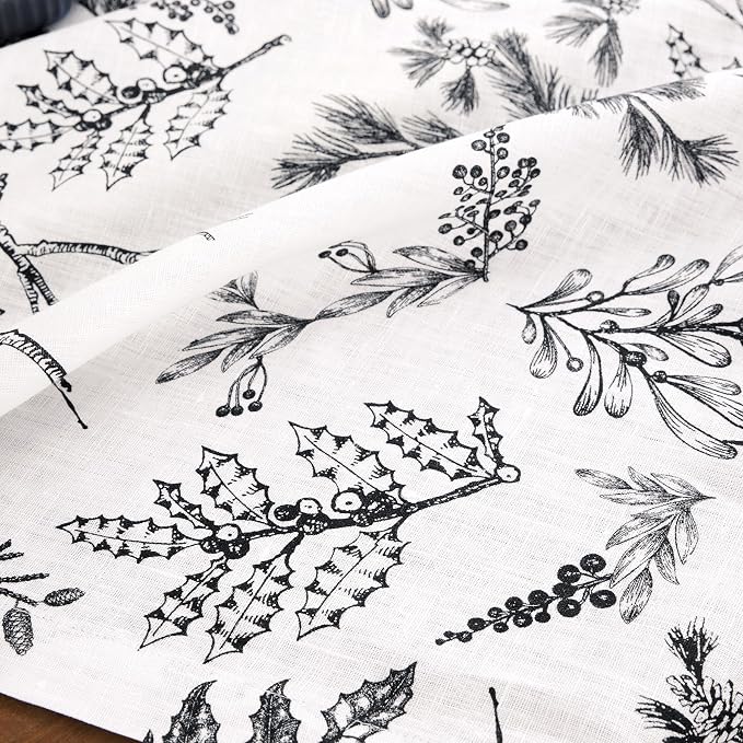 Solino Home 100% Pure Linen Christmas Table Runner 90 Inch Long - Image 8