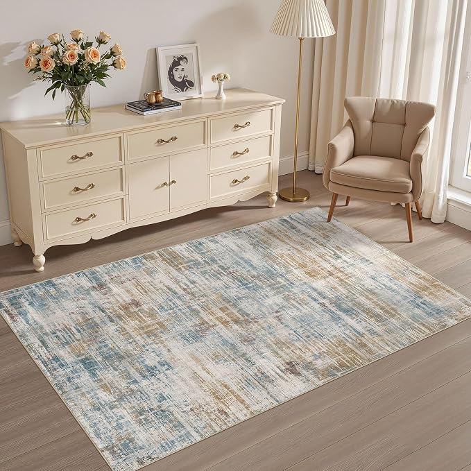Area Rug for Living Room: 3x5 Washable Neutral Abstract Modern Soft Rugs Non - Image 7