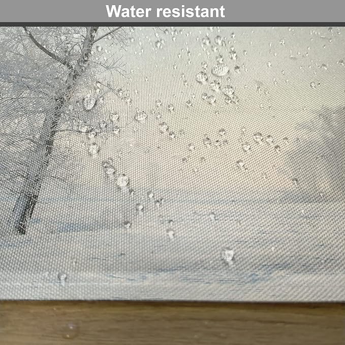 Ambesonne Winter Place Mats Set of 4, Frozen Tree on Sunny Winter Morning - Image 5