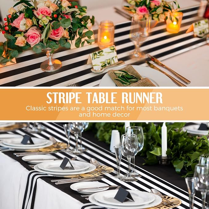 Striped Table Runner Polyester Decor Striped Design Modern Table Runner Elegant - Image 5
