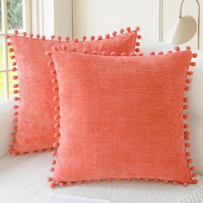CaliTime Throw Pillow Covers Decorative 18 X 18 Inches Pack of 2 Cozy Solid by CaliTime
