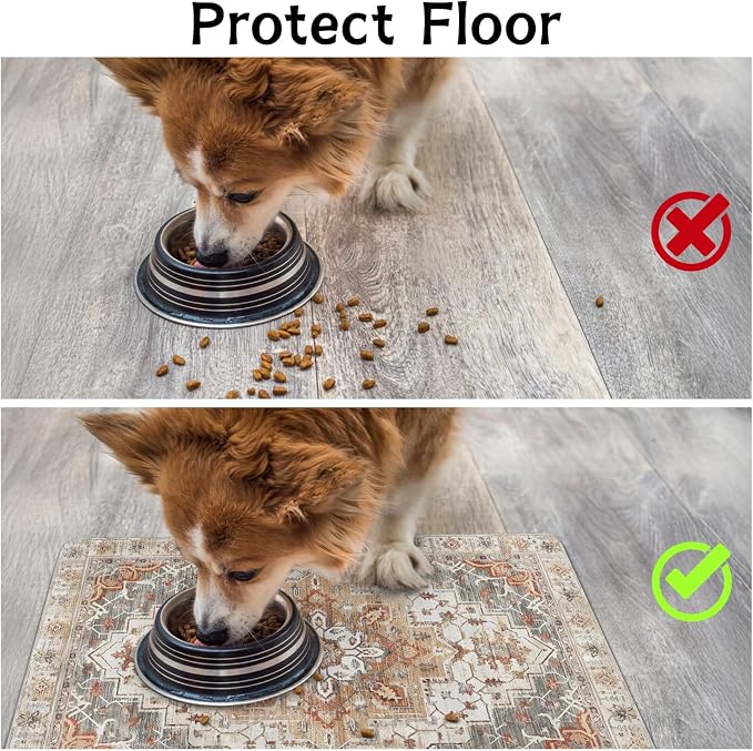 Pet Food Mats for Floor, Absorbent Dog Mat for Food and Water Dispenser Mat - Image 4
