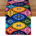 Colorful Mexican Talavera Style Table Runner – Hand-Painted Ceramic Tile Design by THISFIND