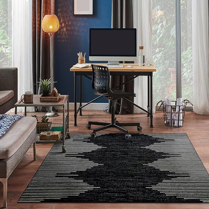 Rugshop Bohemian Stripe Stain Resistant High Traffic Living Room Kitchen - Image 9