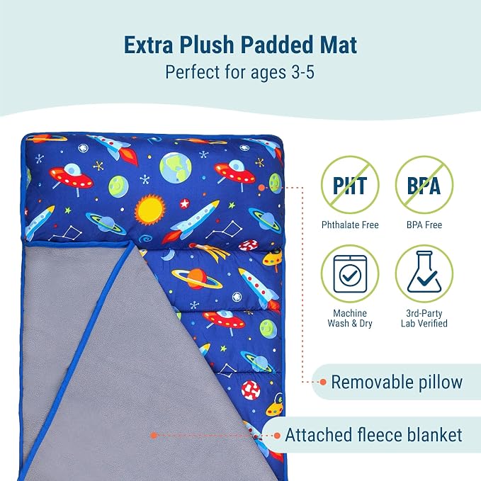 Wildkin 43-inch Kids Nap Mat – Soft Microfiber Toddler Sleeping Mat - Image 3
