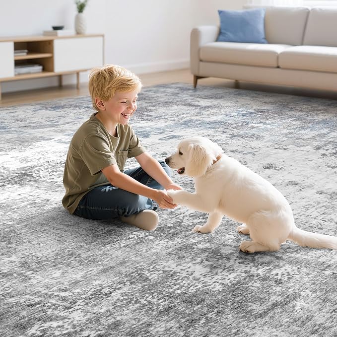 Washable 5X7 Area Rug: Modern Abstract Soft Non-Slip Indoor Rugs Home Decor - Image 7