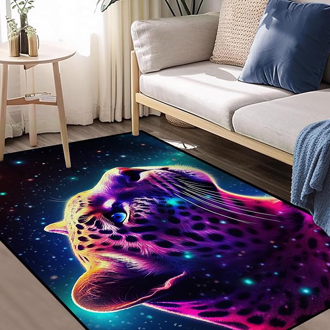 Galaxy Leopard Rug Fierce Panther Head Area Rugs - Image 6
