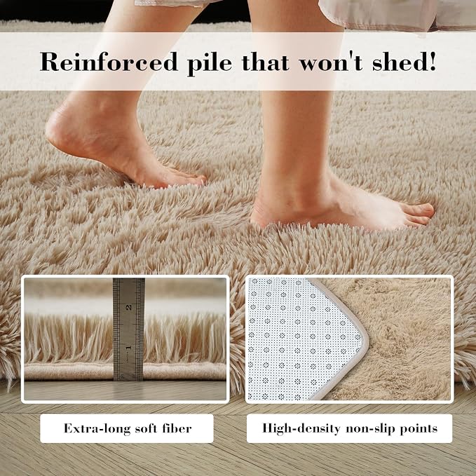 Fluffy Rug Shaggy Area Rug, Small Bedside Rug, Soft Fluffy Shaggy Entryway - Image 6