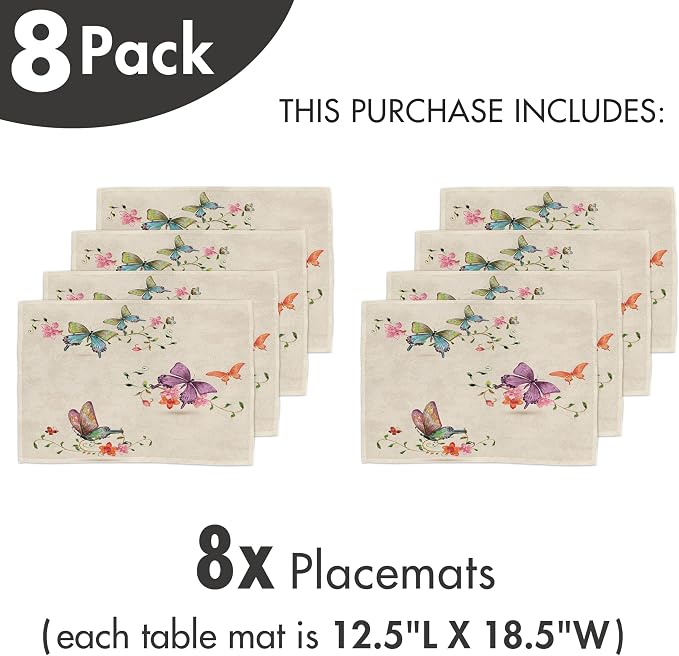 Ambesonne Butterfly Place Mats Set of 8, Springtime Flying Moths on Vintage - Image 6