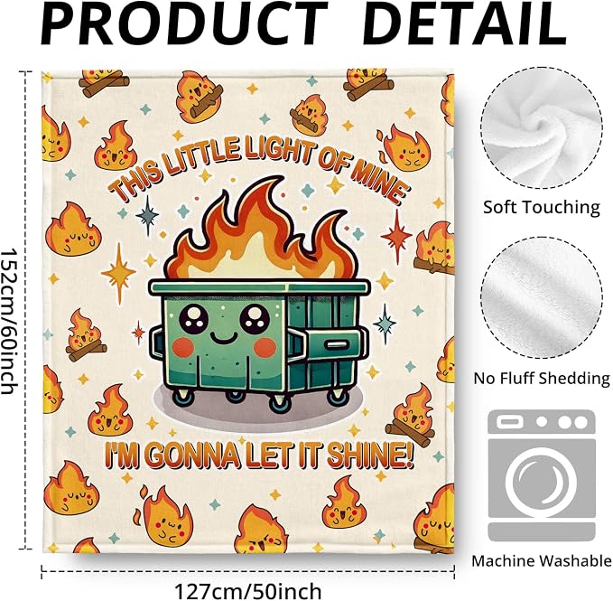 Dumpster Fire Funny Blanket, This Little Light of Mine Funny Throw Blankets - Image 3