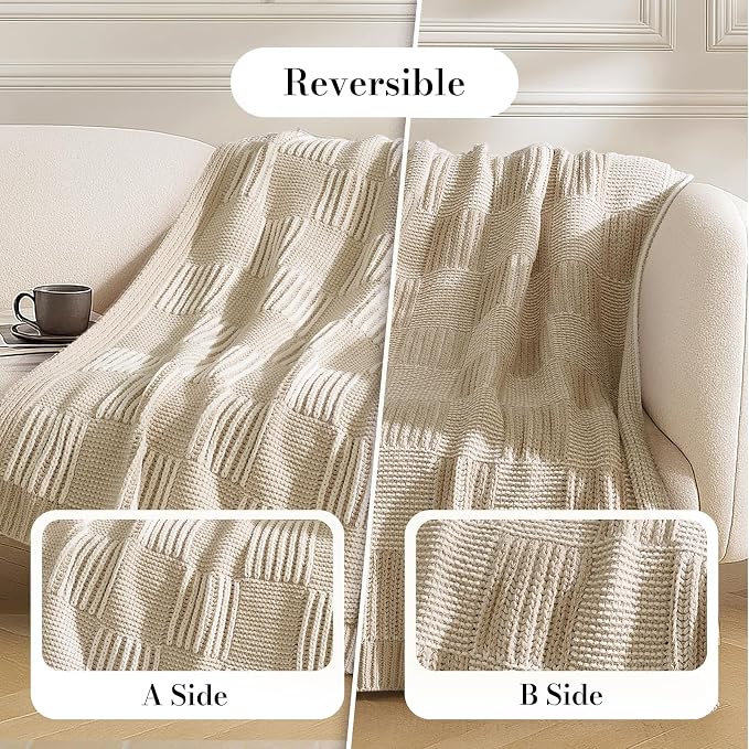 Amélie Home Checkered Knit Throw Blanket - Image 7