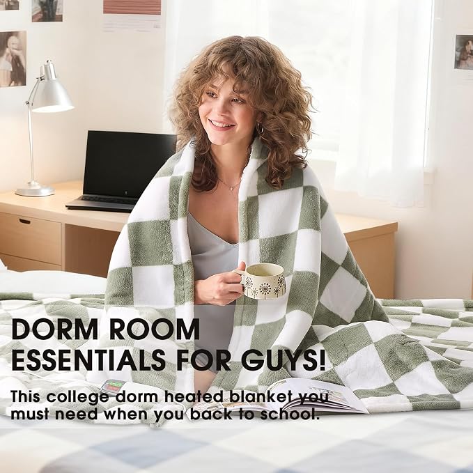 Sage Green Heated Blanket Electric Twin Size, 62X84 Heating Blanket - Image 3