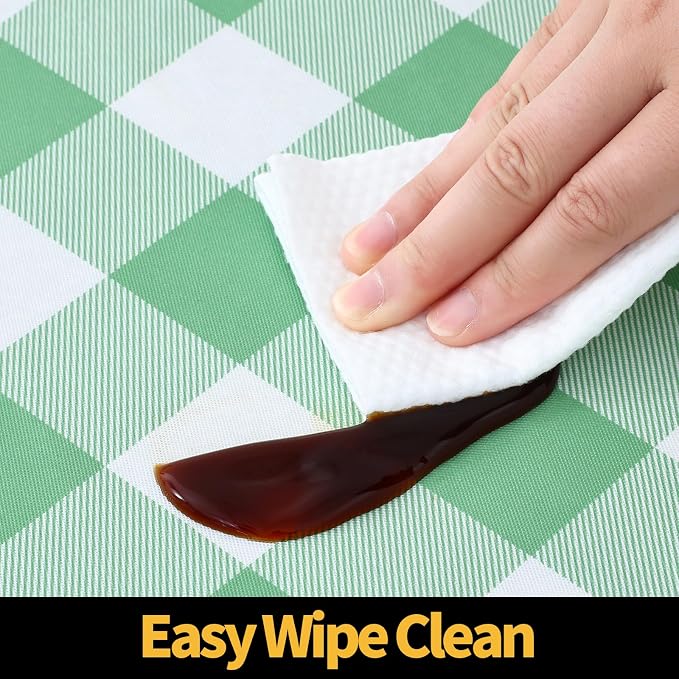 Smiry Rectangle Picnic Table Cloth, Elastic Waterproof Fitted Vinyl Tablecloths - Image 4