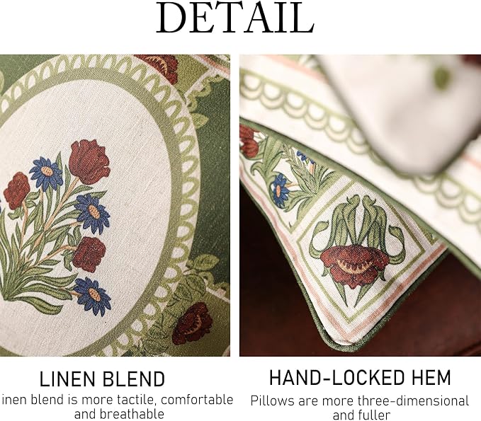 ISAENNE Design Linen Rectangle Throw Pillow Covers 12"x20" Pack of 2, Cottage - Image 5