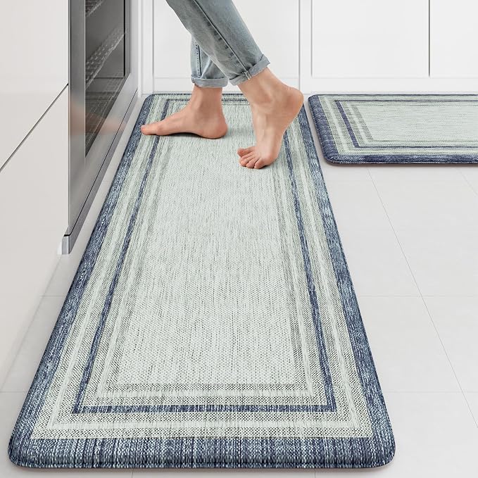 KIMODE Anti Fatigue Kitchen Mat 2PCS, Non-Skid Waterproof Kitchen Rugs by KIMODE