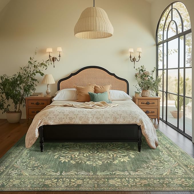 jinchan Floral 6x9 Green Area Rugs - Image 4