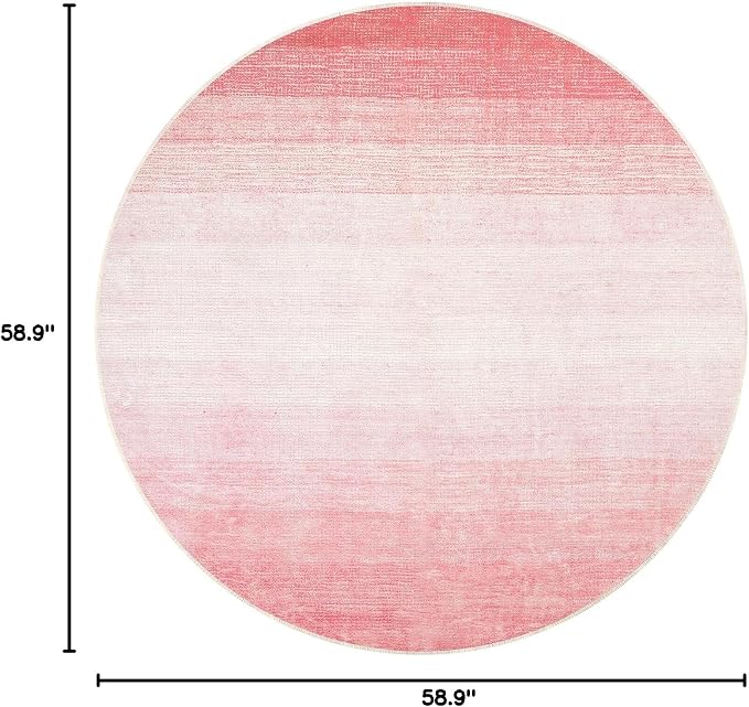 Wonnitar Modern Ombre Pink 5ft Round Rug, Non-Slip Washable Living Room Rugs - Image 2