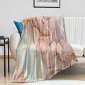 Abstract Marble Blanket, Modern Luxury Baroque Golden Pink Purple Stone Veins by Unknown