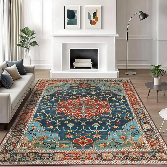 WILLSUN Washable Area Rugs, 6x9 Non-Slip Boho Large Area Rugs by Embracethewarmthofhome