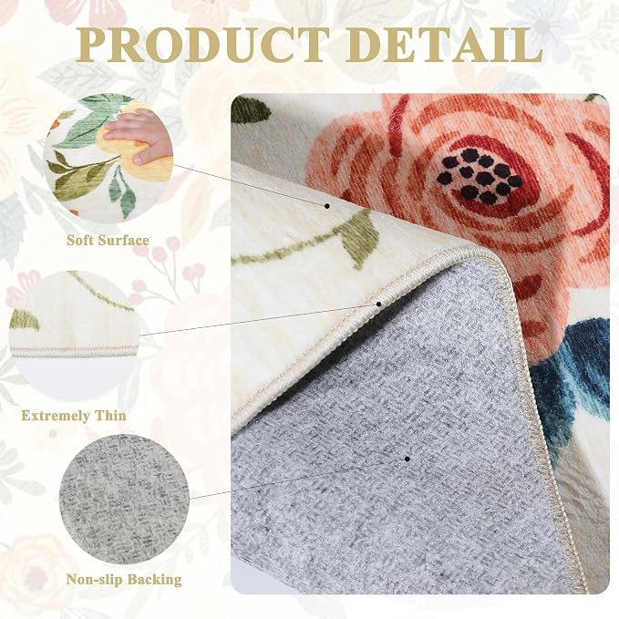 DUKINO 3x5 Area Rug, Floral Rugs - Image 6