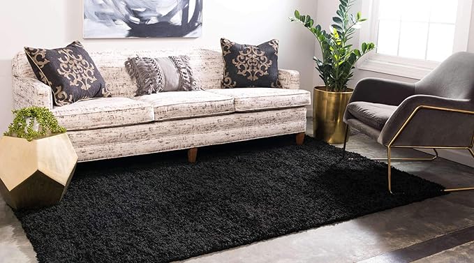 Unique Loom Solid Shag Collection Area Rug - Image 2