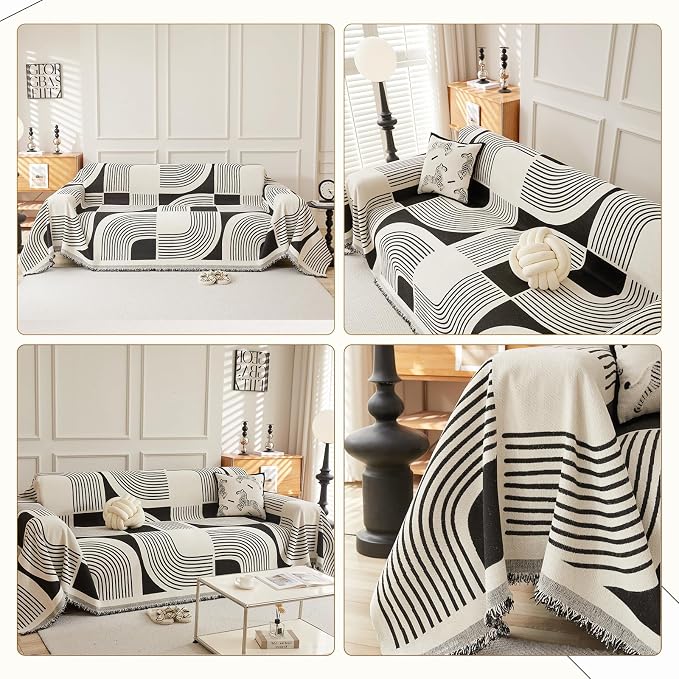 Boho Couch Cover Sofa Covers Washable, Chenille Couch Covers - Image 2
