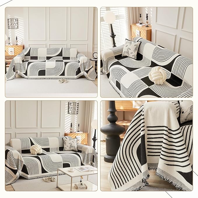 Boho Couch Cover Sofa Covers Washable, Chenille Couch Covers - Image 2