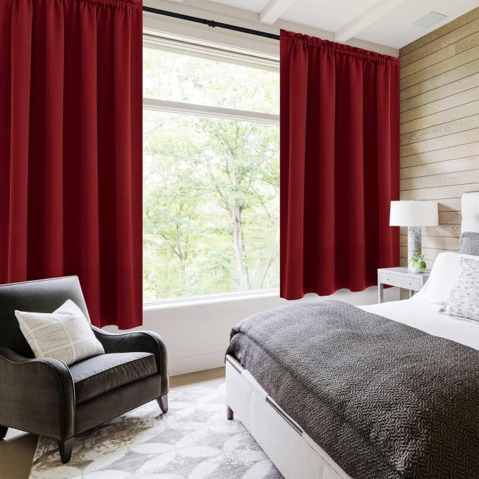 DWCN Burgundy Room Darkening Blackout Curtains - Image 2