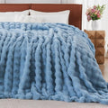 Lotus Karen Faux Fur Throw Blanket Sky Blue by LotusKaren