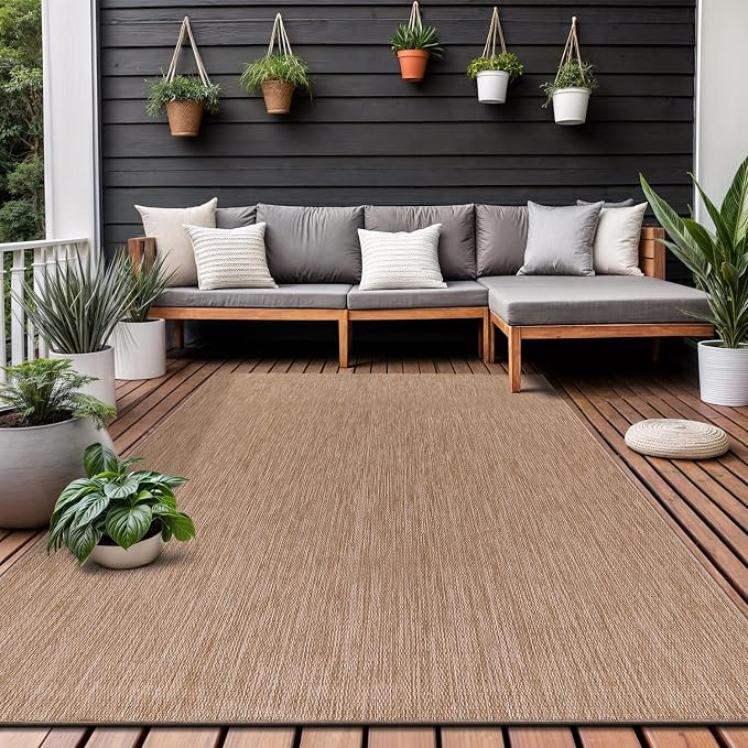 Washable Indoor Outdoor Rug 8x10 Weather Resistant Area Rugs Modern Solid Jute - Image 7