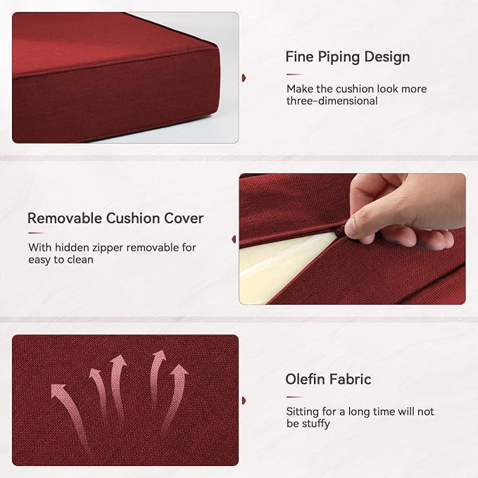 Luxury 6" Outdoor Cushions for Patio Furniture, Fade Resistant Couch Chair - Image 7