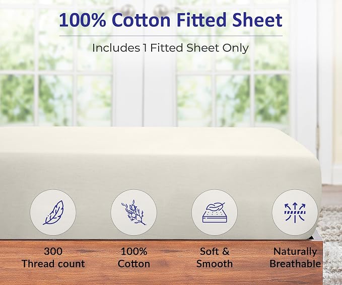 ROYALE LINENS 300 Thread Count 100% Long Staple Combed Cotton Fitted Sheet Twin - Image 3