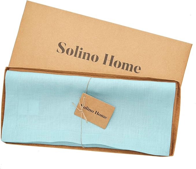 Solino Home Linen Aqua Blue Table Runner 108 Inches Long - Image 5