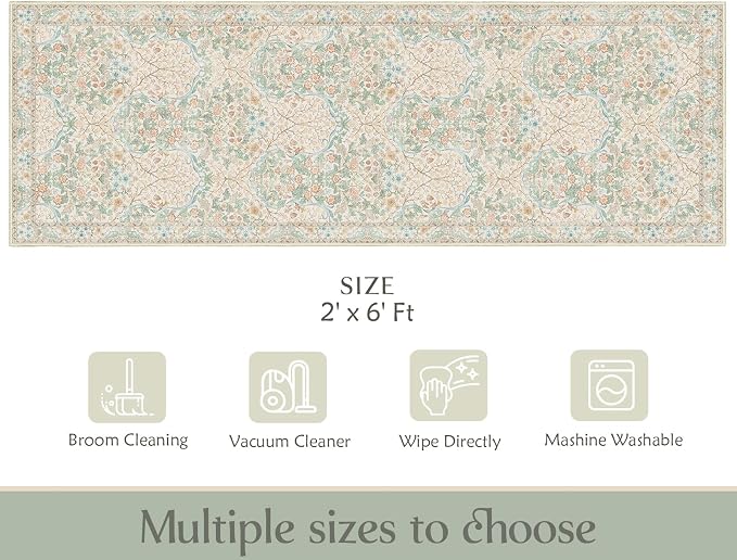 MUJOO Washable Runner Rug, Floral 2x6 Runners - Image 7