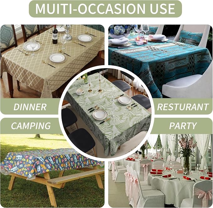 Rectangle Table Cloth, 100% Waterproof Tablecloth Oil Proof Spill Proof Vinyl - Image 6