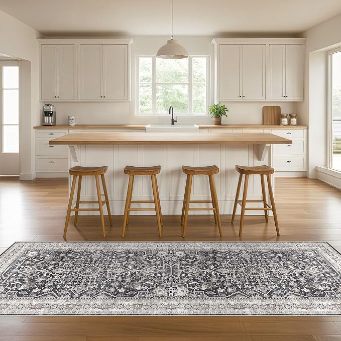 Runner Rug Kitchen Washable Rugs: 3x8 Non-Slip Boho Vintage Distressed Stain - Image 7