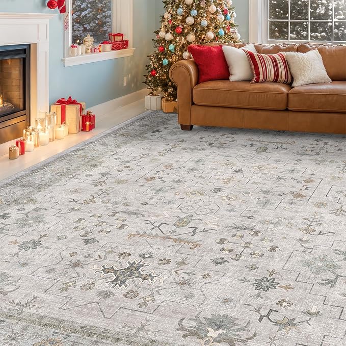 Boho Light Grey Living Room Rug 6x9 - Image 9