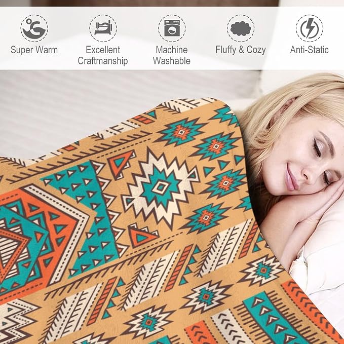 Aztec Throw Blanket, Tribal Navajo Print Native Blanket - Image 4
