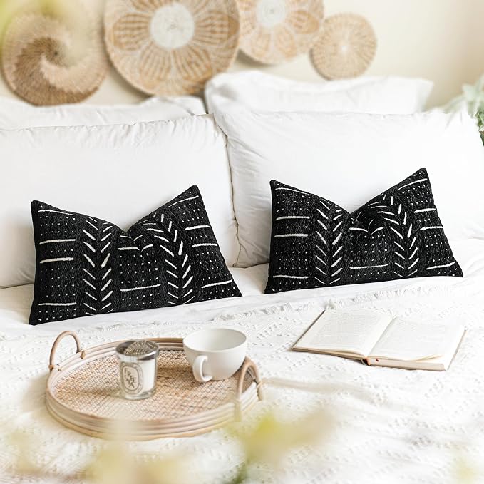 BlissBlush Black Decorative Lumbar Throw Pillow Covers 12X20, Boho Farmhouse - Image 4