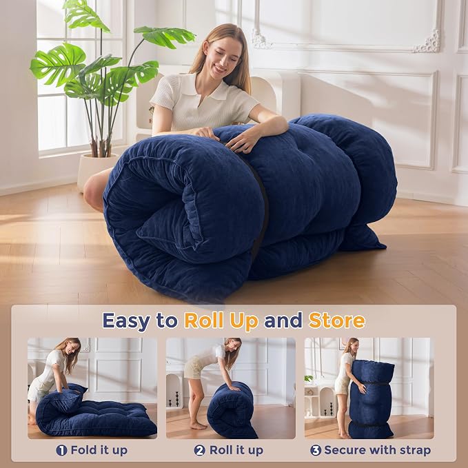 MAXYOYO Japanese Floor Mattress Full Size, Thick Chenille Tatami Mat Sleeping - Image 3
