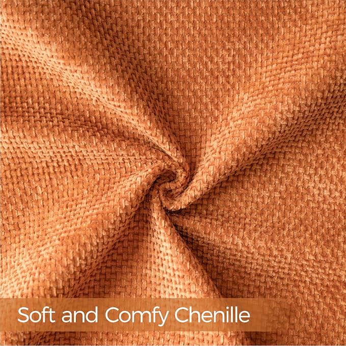a moment Fall Orange Chenille Throw Pillow Covers 22x22 Inch Pack of 2 Modern - Image 4