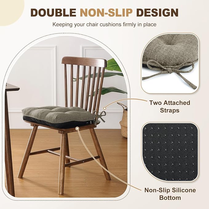 downluxe Indoor Chair Cushions for Dining Chairs, Tufted Overstuffed Textured - Image 4