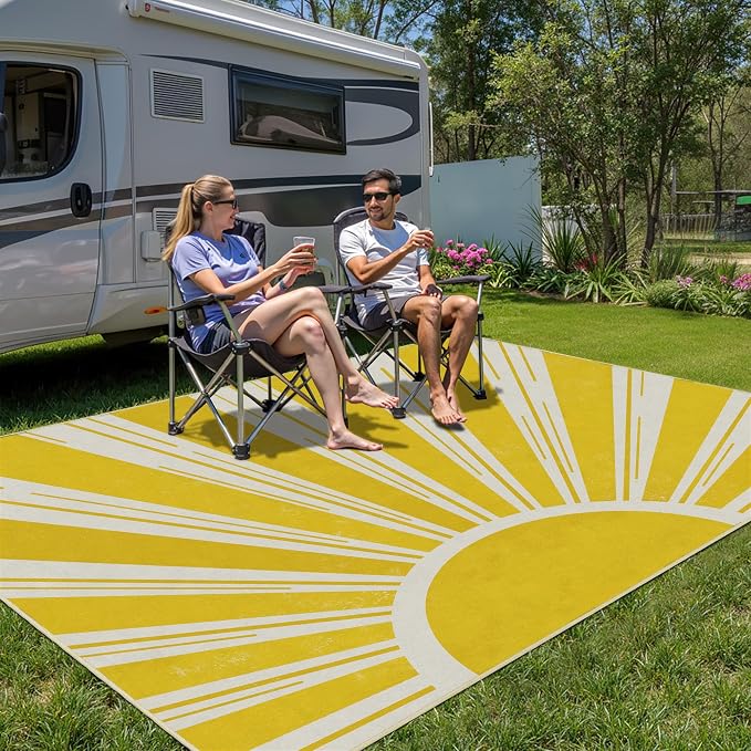 Outdoor Indoor Area Rug Boho Sun Washable Outdoor Patio Rugs Medieval Aesthetic - Image 7
