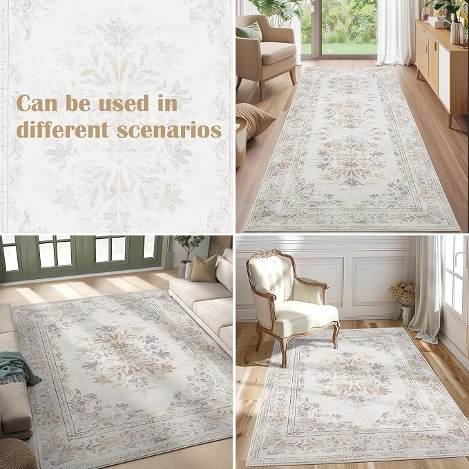 jinchan Vintage Floral Runner Rug 2x5 - Image 6