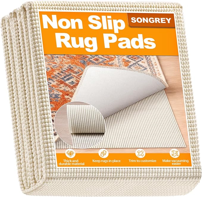 Songrey Non-Slip Rug Pad 5x8 FT, Extra Thick Carpet Pads by Unknown