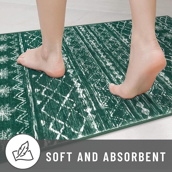 KUTA Christmas Rugs for Entryway, Ultra Soft Vintage Geometric Low-Pile Indoor - Image 7