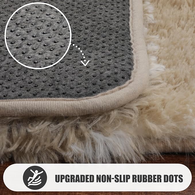 ONASAR 8x10 Area Rugs for Living Room, Fluffy Beige and White Bedroom Rug - Image 9