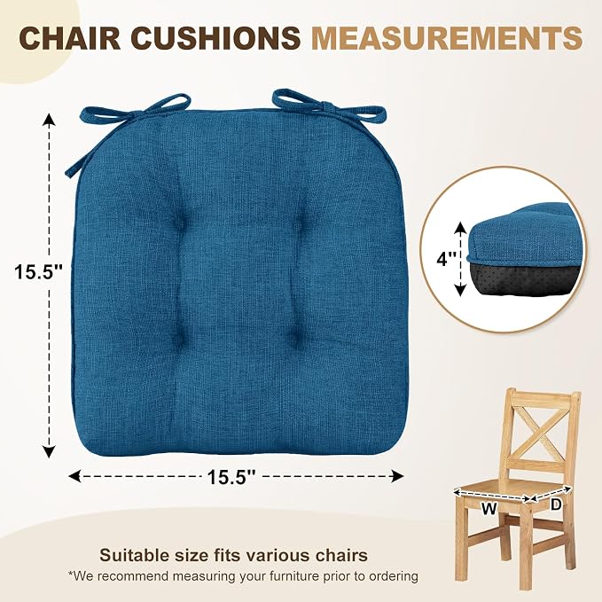 downluxe Indoor Chair Cushions for Dining Chairs, Tufted Overstuffed Textured - Image 2